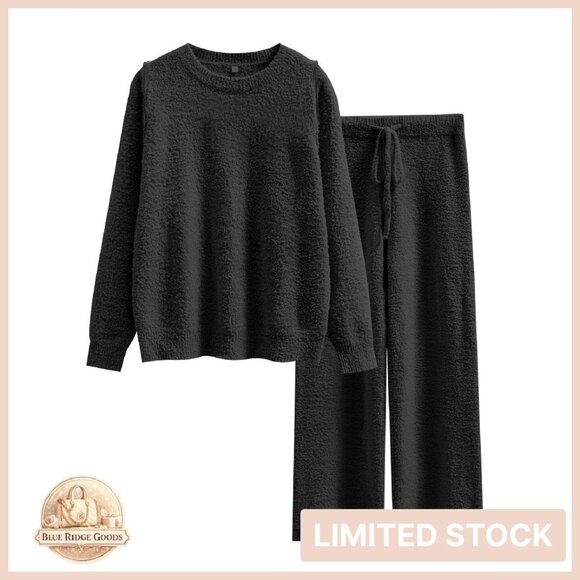 Fuzzy Fleece Lounge Set Oversized Chic Cozy Winter Pajama Matching Outfit